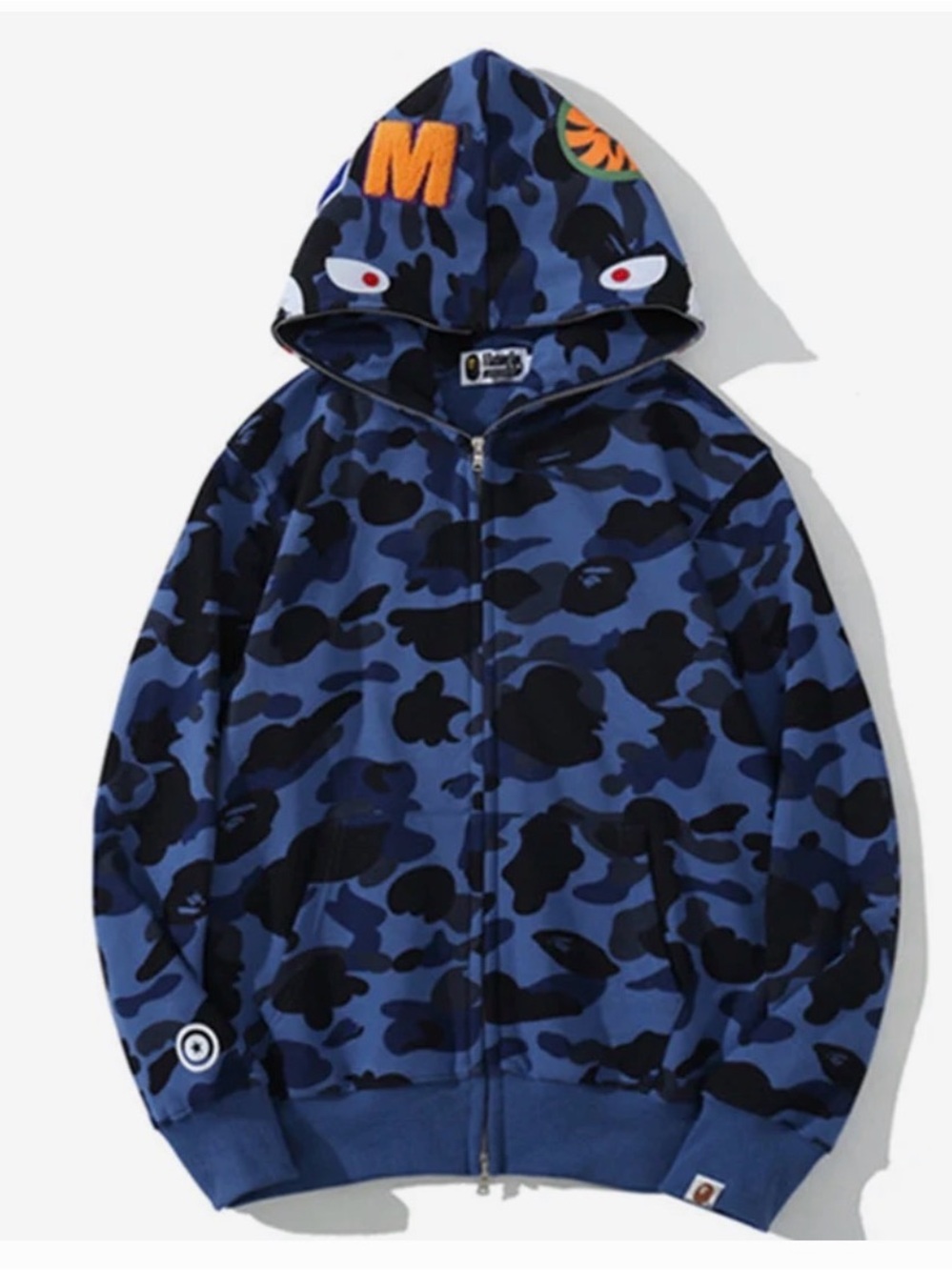 Kids Navy bape Camo Zip-Up Hoodie Jacket